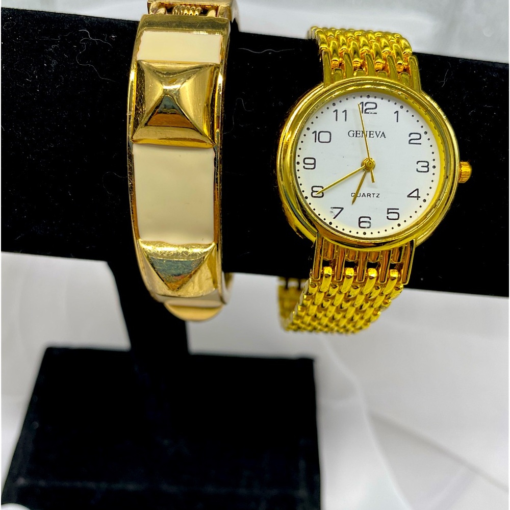 Geneva Watch and  Gold and ivory toned Bracelet